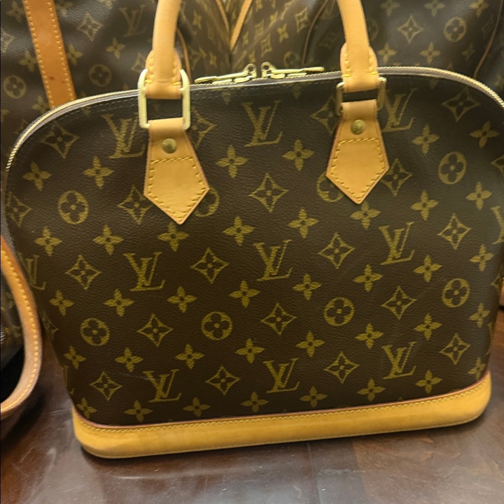 Louis Vuitton Monogram Satchel with Tan Accents